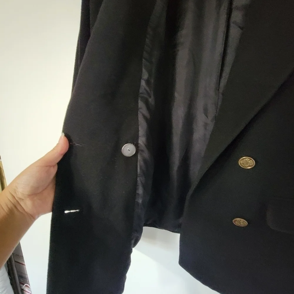 Talbots Petites Black Wool Cashmere Blend Coat Size 16P - Picture 10 of 10